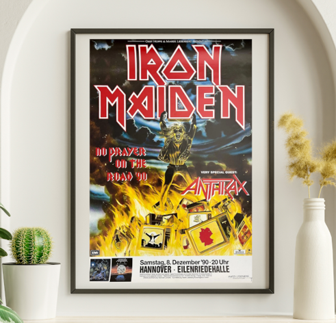 Iron Maiden - Eilenriedehalle Hannover Germany December 8 1990 – Live Concert Poster Wall Art Print - 243011