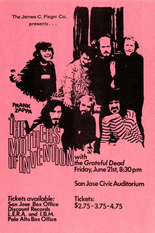 Grateful Dead - San Jose Civic CA June 21 1968 PINK – Live Concert Poster Wall Art Print - 142152 - Image 2