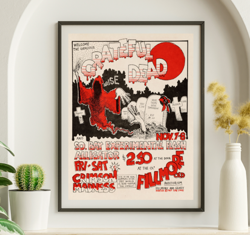 Grateful Dead - Fillmore Aud. SF CA November 7 1969 – Live Concert Poster Wall Art Print - 142191