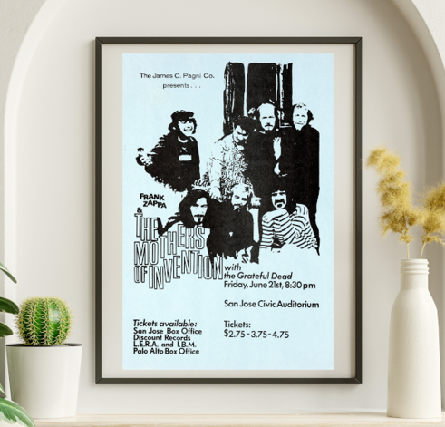 Grateful Dead - San Jose Civic CA June 21 1968 BLUE – Live Concert Poster Wall Art Print - 142151