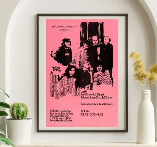 Grateful Dead - San Jose Civic CA June 21 1968 PINK – Live Concert Poster Wall Art Print - 142152